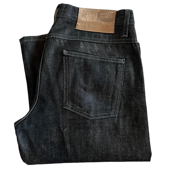 Naked & Famous Denim Jeans Naked Famous Mens Slim Guy Black Raw